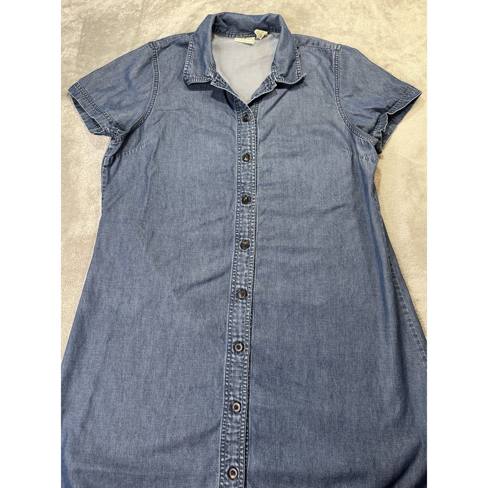 Vintage LL Bean Dress Womens 16 Blue Denim Maxi Cottagecore Prairie VTG
